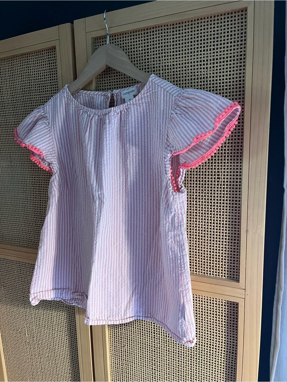 Crewcuts Pink Striped Flutter Sleeve Top Girls 14